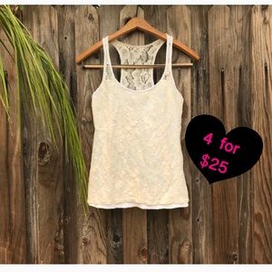 HOLLISTER OFF WHITE LACE TANK TOP, SIZE XS